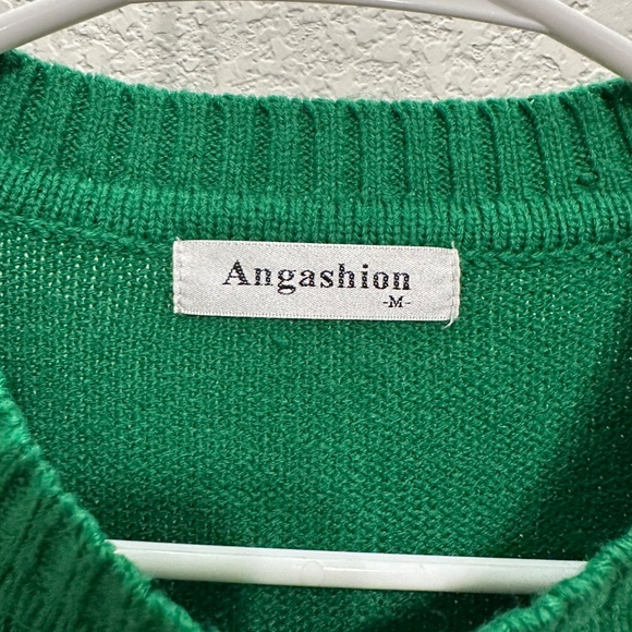 Angashion Leopard Sweater | Green Animal Print | Size M - Picture 3 of 3